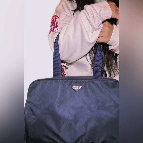 PRADA Tessuto Navy Nylon Shoulderbag/Laptop Bag (Pre-owned, Authentic & Vintage) - Picture 1 of 13